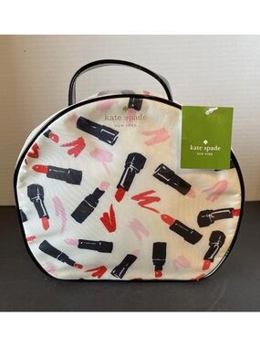 kate spade Lipstick Print Cosmetic Case - White, Black, Red, Pink